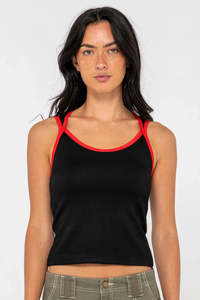 Tanks Womens: RUSTY Hilton Devil Scoop Neck Tank Black