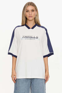 Tees Womens: THRILLS Speed Kills V Neck Os Tee Dirty White