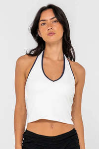 Tops Womens: RUSTY Halley Halter Top White