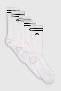 Socks: RVCA Union Sock Iii 5 Pack White