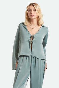 Tops Womens: BRIXTON Soho Silky Top Blue Green Shine