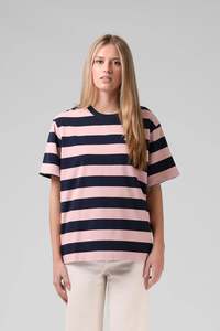RPM Stripe Os Tee Pink Black Stripe