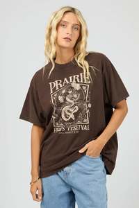 Tees Womens: ALL ABOUT EVE Prairie Relaxed Tee Brown