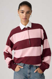 Tees Long Sleeve Womens: LEVI'S Reenie Rugby Ls Katie Stripe Coral Blush