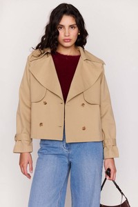 MINKPINK Aya Cropped Trench Taupe
