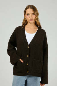 SILENT THEORY Willow Knit Cardigan Chocolate