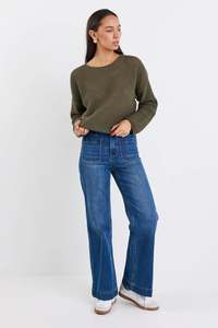 RE:UNION Dawn Crochet Knit Jumper Soft Khaki