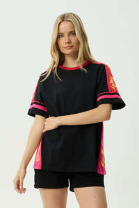 AFENDS Dolphin Derby Oversized Tee Stone Black