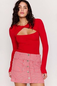 MINKPINK Rosa Twist Front Top Red