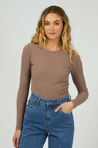 SILENT THEORY Rib Ls Tee Brown