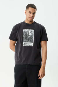 Tees Mens: AFENDS Research Heavy Weight Boxy Tee Stone Black