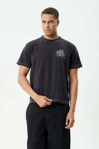Tees Mens: AFENDS Tangled Boxy Tee Stone Black
