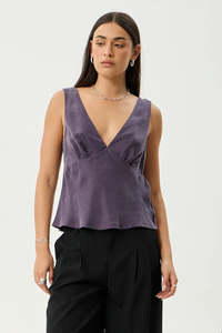 Tops Womens: AFENDS Giselle Cupro Top Aubergine