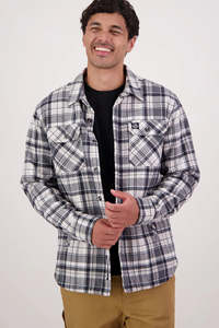 Jackets Mens: SWANNDRI Morven Sherpa Mens Longsleeve Shirt Dark Shadow Grey Check