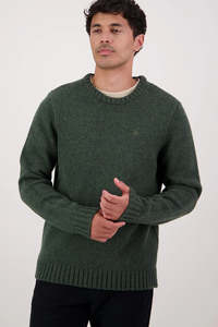 SWANNDRI Waylins Mens Wool Knit Crew Olive