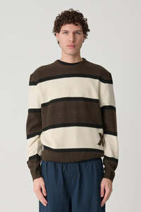 XLARGE Italic Stripe Knit Sweater Brown