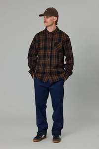 JUST ANOTHER FISHERMAN Boatyard Shirt Brown Check