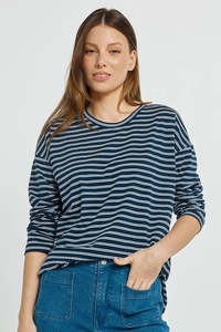 BETTY BASICS Vienna Tee Navy White Blue Stripe