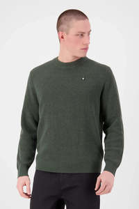 MONS ROYALE Mens Wanaka Merino Knit Sweater Dark Pine