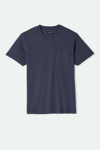 Mens: BRIXTON Brixton Baseline Pocket Tee Washed Navy Vintage Wash