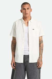 BRIXTON Sanford Oxford Short Sleeve Shirt Off White