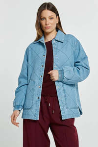 Sale: BETTY BASICS Quest Quilted Jacket Blue Wash Blue Denim