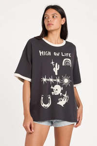 Womens: RVCA Dani Ringer Washed Black