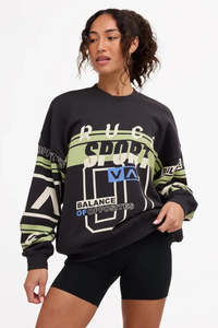 Womens: RVCA Sport Pullover Washed Black