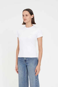 Womens: HUFFER 3 Ball Slim Rib Tee White
