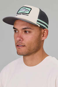 Caps: JUST ANOTHER FISHERMAN Kahawai Lorry Cap Cream Charcoal