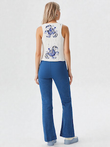 Indigo Bloom Sleeveless Vest