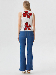 Crimson Hibiscus Sleeveless Vest