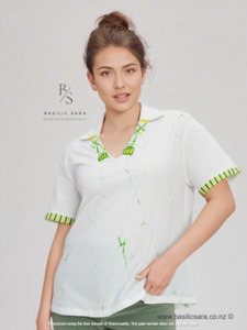 Green Thread Cotton V-Neck Top