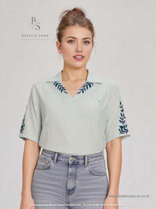 Tops: Verdant Bloom Cotton V-Neck Top