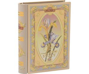 Tea Books: Mini Metal Teabook - Love Story "Iris" - Ceylon Green Tea with Black Tea "Rose"