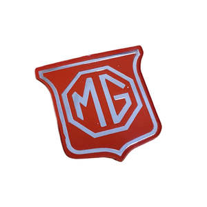 MG BADGE Grille MG MGB & GT & V8 Chrome on Red