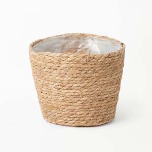 Pot Size 17cm 20cm: Woven Grass Flower Pot with Plastic Inner