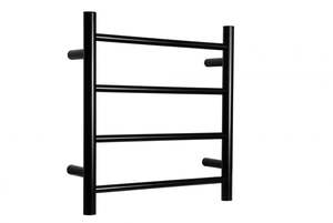 Heated Towel Rails: HEATED TOWEL RAIL - BLACK 4 BARS ROUND 600mm WIDE