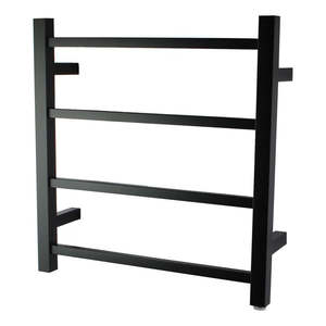 Heated Towel Rails: 4 BARS 600mm HEATED TOWEL RAIL MATTE BLACK SQUARE