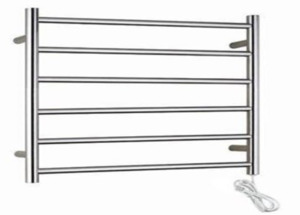 6 BARS 800mm HEATED TOWEL RAIL CHROME ROUND