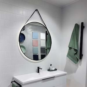 CODE SOLACE ROUND STRAP BLACK FRAMED LED MIRROR - 3 SIZES