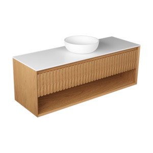 Primo Vanities: PLATO LARGO 1500 OPEN SHELF WALL HUNG VANITY