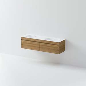 CODE LUXE 1600 WALL HUNG DOUBLE BASIN VANITY 2 DRAWER SIDE BY SIDE
