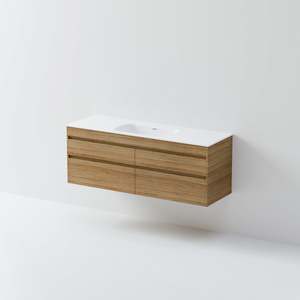 CODE LUXE 1500 WALL HUNG SINGLE BASIN VANITY 4 DRAWER SIDE BY SIDE