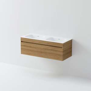 CODE LUXE 1200 WALL HUNG DOUBLE BASIN VANITY SINGLE DRAWER