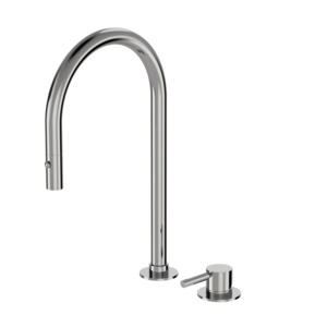 PLUMBLINE BUDDY PRO 2 HOLE KITCHEN MIXER ROUND SPOUT WITH PULL OUT SPRAY