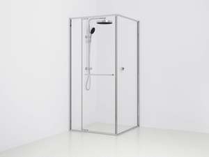Black Kitchen Bathroom Range: ASPEN 1000X1000 FRAMED SHOWER SCREEN ENCLOSURE WITH PIVOT DOOR