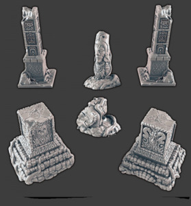 Products: Jungle Temple Ruins Statue and Column pack - Battle Kiwi Tabletop Wargaming Terrain and Accessories