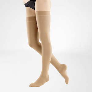 Leg Supports: VenoTrain Impuls Compression Stockings, Thigh High, Class 2, Caramel, Silicone Border