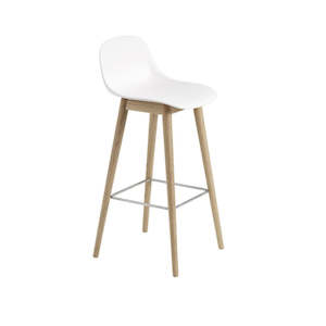 Bar Stools: Fiber Bar Stool w.back Wood base 75cm